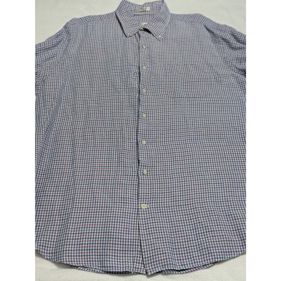 Peter Millar Other - Peter Millar Shirt XL Linen Silk Blend Pink Blue Check Long Sleeve Button Down